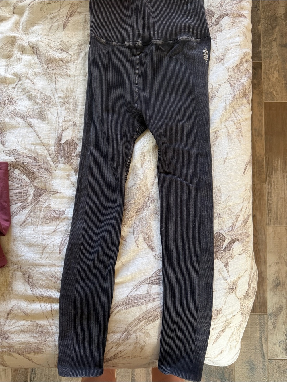 Free People Black Ribbed High-Waist Leggings